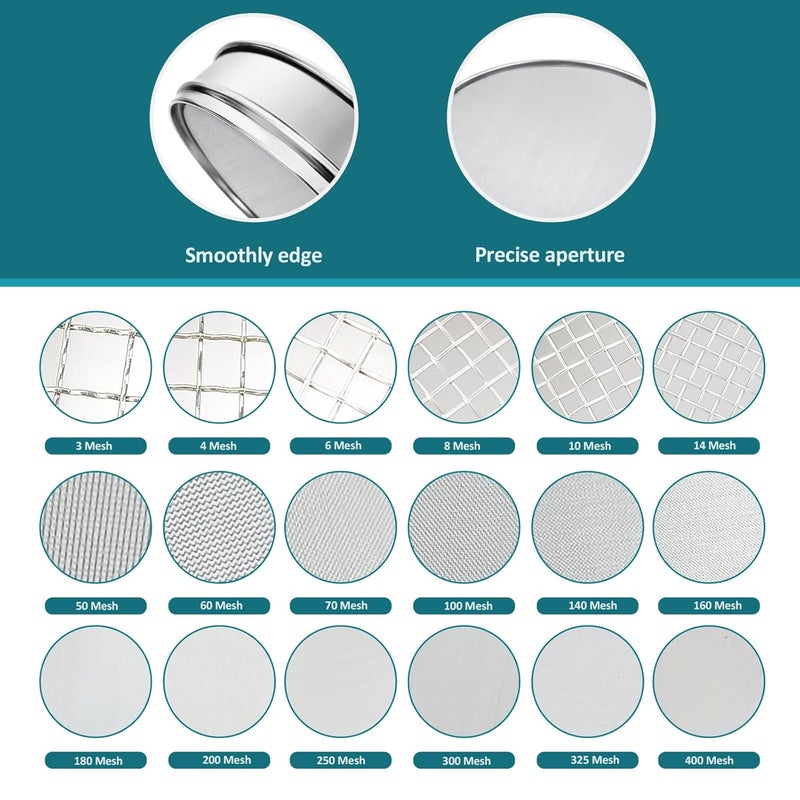 LVDALAB 304 Stainless Steel Mesh Lab Sieve, 132 Mesh (0.111mm) Aperture Test Sieve, 7.9Inch(20cm) Diameter Economy Standard Analysis Sample Test Sieves for Industrial Laboratory Homes - Image 3